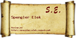 Spengler Elek névjegykártya